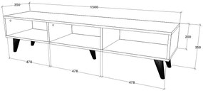 Comoda TV Tirro V2, Negru, 150 x 35 x 35 cm