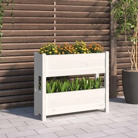vidaXL Jardinieră, alb, 77x25x66 cm, lemn masiv de pin