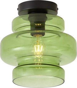 Plafonieră retro neagră cu sticlă verde - Denise