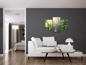 Tablou - trepte din lemn în pădure (90x60 cm)