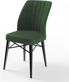 Set masa extensibila cu 6 scaune tapitate Homs cargold 250-30050 negru-VERDE,170 x 80 cm