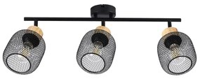 Brilagi - Spot BASKLITE 3xE27/15W/230V, lemn de cauciuc, negru