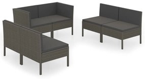 3094354 vidaXL Set mobilier de grădină cu perne, 6 piese, gri, poliratan