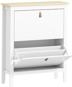 HOMCOM Pantofar cu 2 Sertare Rabatabile pentru 14 Perechi de Pantofi și Rafturi Reglabile, 80x24x95.5 cm, Alb | Aosom Romania