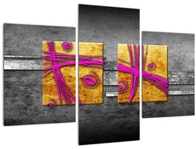 Tablou - Pătratr colorate pe fond negru (90x60 cm)