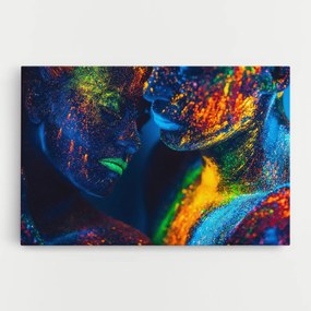 Tablou Canvas, 80x120cm, Dormitor si Living, Abstracte, Culori vibrante, Fluorescent Green Lips