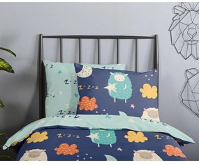 Lenjerie de pat pentru copii albastră din bumbac pentru pat de o persoană, extinsă 140x220 cm Sheep – Good Morning