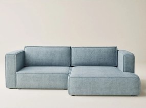 Colțar albastru deschis extensibil/cu spațiu de depozitare cu tapițerie din chenille (cu colț pe partea dreaptă/cu șezlong) Velto – Maison de Rêve