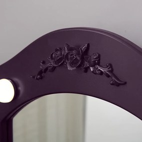 Set Anastasia, masă de toaletă cu 3 oglinzi iluminate LED, control touch, 4 sertare, scaun,