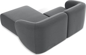 Colțar gri cu tapițerie din catifea (cu colț pe partea dreaptă/cu șezlong) Lani – Makamii