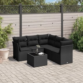 3217625 vidaXL Set mobilier de grădină cu perne, 6 piese, negru, poliratan