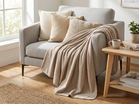 Patura fleece FLEORA, bej-gri Dimensiune: 180 x 200 cm