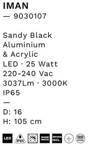 Stalp LED exterior din aluminiu antracit IP65 Iman H-105cm
