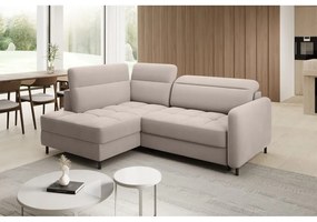 Colțar maro deschis extensibil/cu spațiu de depozitare cu tapițerie din catifea (cu colț pe partea stângă/în formă de ”L”) Barea – ELTAP