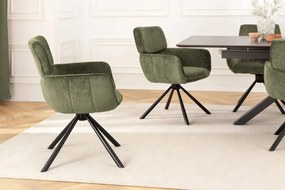 Set de 2 scaune pivotante, Metal Negru, Chenille Verde, UNIQUE A-46320 VC