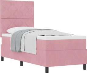 vidaXL Pat cu arcuri cu saltea cu headboard Roz 80 x 200 cm Catifea