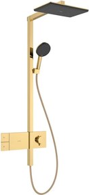 Coloana de dus cu baterie termostatata Hansgrohe Raindance Alive Q para cu 3 functii finisaj auriu lucios