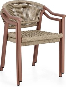 Scaun de grădină roșu/în culoare naturală din metal Canarias – Bizzotto