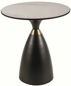 Masuta cafea GEMINI, alb lucios/negru mat, ceramica/metal, 50x56 cm