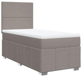 3291576 vidaXL Pat box spring cu saltea, gri taupe, 100x200 cm, textil