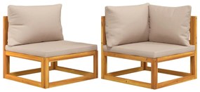 360002 vidaXL Set canapea de grădină, 2 piese, cu perne, lemn masiv de acacia