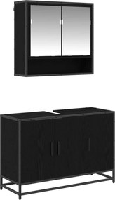 vidaXL Set de mobilier pentru baie 2 pcs Stejar Negru Lemn compozit