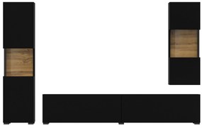 Mobilier living Avernic Typ 10 (onyx negru + Stejar wotan). 1042064
