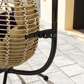 Outsunny Leagăn pentru Exterior cu Pernă Capitonată, Scaun Suspendat pentru Terasă cu Suport Metalic, Cos Pliabil, 110x100x188 cm, Gri | Aosom Romania