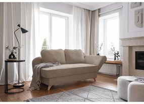 Șezlong taupe cu tapițerie din catifea reiată (cu colț pe partea dreaptă) Chic Charlotte – Miuform