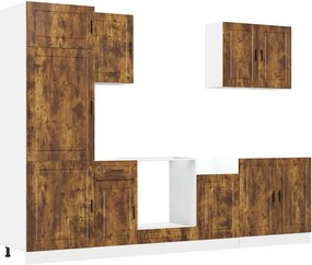 vidaXL Set dulap de bucătărie din 7 piese „Porto” stejar afumat Lemn