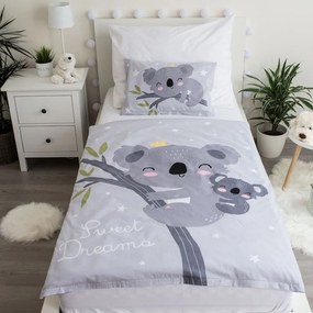 Lenjerie de pat pentru copii gri din bumbac pentru pătuț 100x135 cm Koala "Sweet Dreams" – Jerry Fabrics