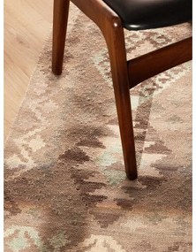 Covor tip traversă albastru deschis-bej reversibil, țesut manual din lână 60x190 cm Kamal Dune – Nouristan