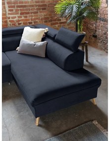 Colțar albastru închis extensibil cu tapițerie din catifea (cu colț pe partea dreaptă/în formă de "U") Sweet Harmony – Miuform