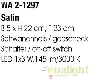 Aplica de perete LED moderna cu brat flexibil Flexo WA 2-1297 satin OR