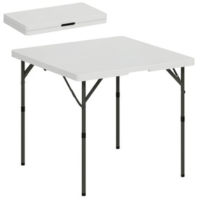 Outsunny Masă de Camping Pliabilă cu 2 Înălțimi Reglabile, 86x86x74 cm, Alb | Aosom Romania