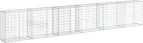 vidaXL Coș gabion cu capac, argintiu, 600x50x100 cm, fier galvanizat