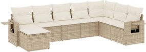 vidaXL Set canapele de grădină, 8 piese, cu perne, bej, poliratan