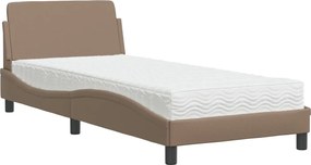 vidaXL Pat cu saltea, Dover, cappuccino, 80x200 cm piele ecologică