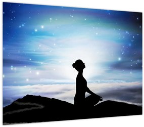 Tablou pe sticlă - Femaia meditând (70x50 cm)