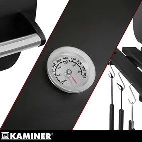 Grătar mare pentru grătar cu cărbuni, cu capac și termometru