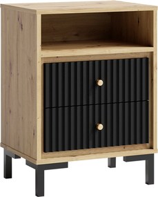 Noptiera PARII PA14, stejar artisan/negru, PAL laminat, 50x37x68 cm