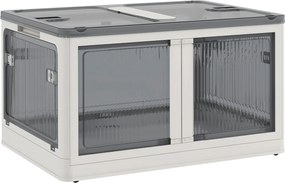 HOMCOM Cutie de depozitare pliabilă și empilabilă 99L din plastic cu capac și 4 roți, acces la 5 laturi, alb | Aosom Romania