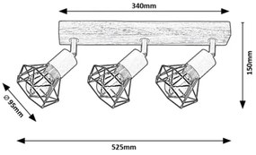 Spot ZEUS 3xE14/40W/230V stejar Rabalux 3139