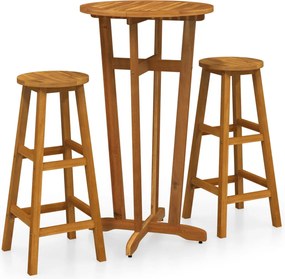 vidaXL Set mobilier de bar, 3 piese, lemn masiv de acacia
