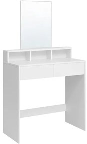 Masa De Toaleta Cu Oglinda, 2 Sertare Si 3 Compartimente, Alb, 80 Cm