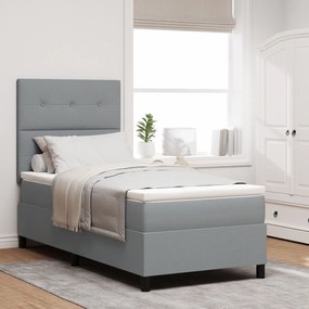vidaXL Pat cu arcuri cu saltea gri deschis 80x200 cm țesătură