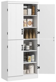 HOMCOM Armoire de cuisine buffet de salle à manger cu 4 uşi 6 rafturi de depozitare stil modern 76 x 40 x 177 cm alb | Aosom Romania