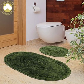 Set covorase de baie 2 piese, Alanur Home, Damaks-O, Bumbac, Verde