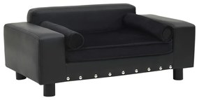 vidaXL Canapea pentru câini, negru, 81x43x31cm, pluș &amp; piele ecologică