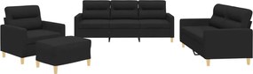 vidaXL Set de canapele cu perne, 4 piese, negru, textil